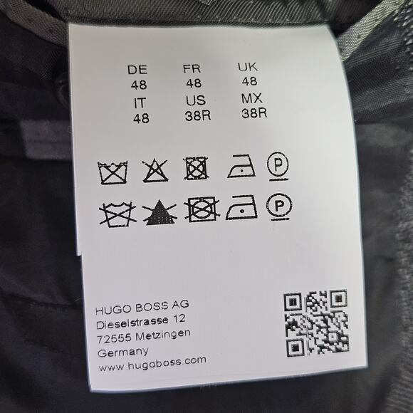 BOSS HUGO BOSS Mens 38R Blazer Slim Fit Micro-Pattern Wool Silk Suit Jacket Gray - Picture 12 of 16